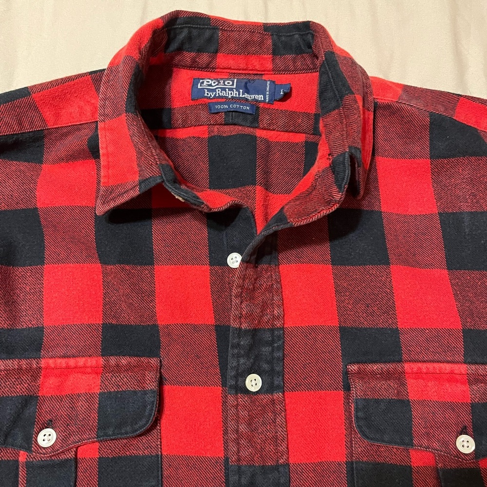 Polo by Ralph Lauren Red and Black Men's Shirt